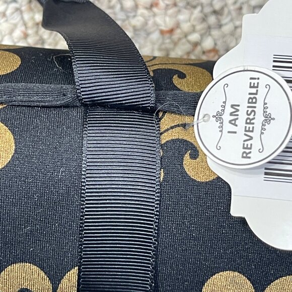 5 Placemats Fleur de Lis Chevron Black Gold NWT - Picture 7 of 8